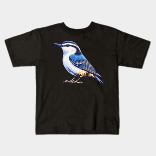 White Breast Nuthatch Bird Kids T-Shirt